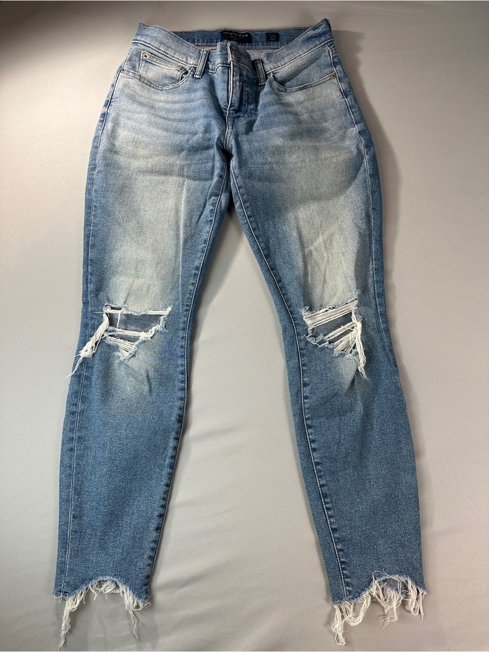 Lucky Brand Jeans 4 27 Mid Rise Skinny Ava Faded High-Rise Distressed Raw Hem - Picture 2 of 10